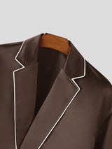 Men's Shiny Contrast Stripe Casual Two Pieces Outfit SKUL53187