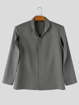 Men's High-Street Avant-Garde Deconstructed Cape Sleeve Stand-Collar Shirt SKUL73456