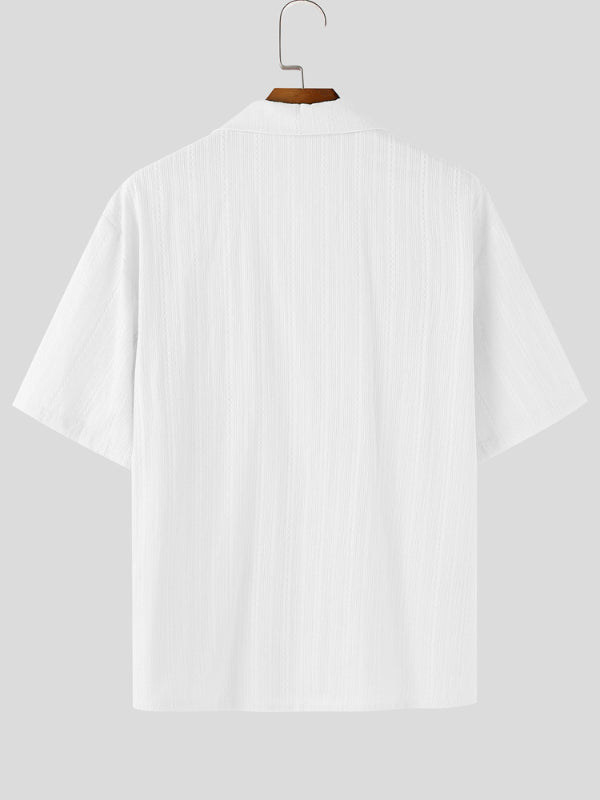 Men's 3D Floral Patchwork Sheer Short Sleeve Shirt SKUL15198