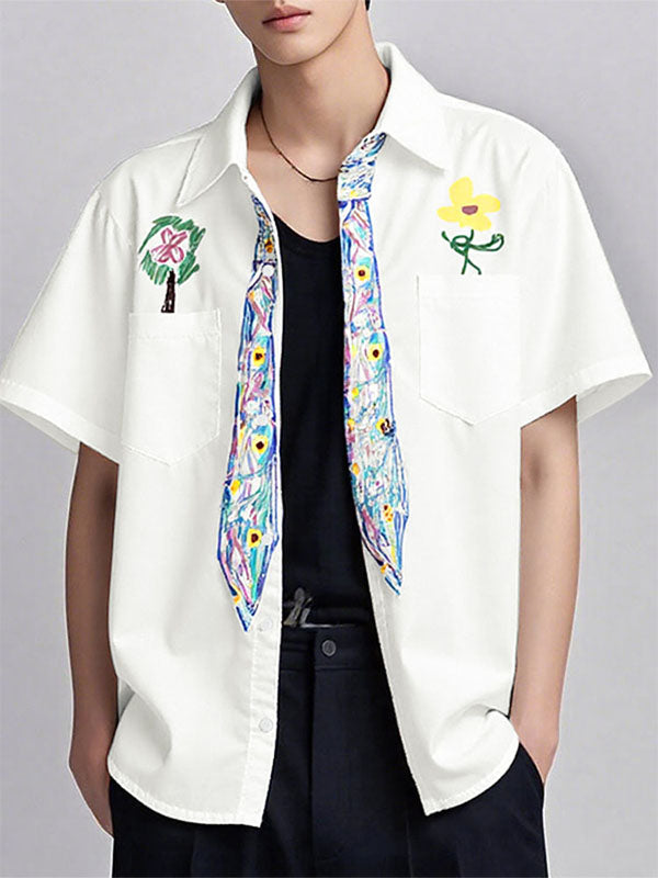 Mens Floral Print Casual Short Sleeve Shirt SKUL08521