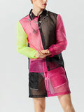Mens Colorblock Patchwork Mesh Two Pieces Outfits SKUK15906