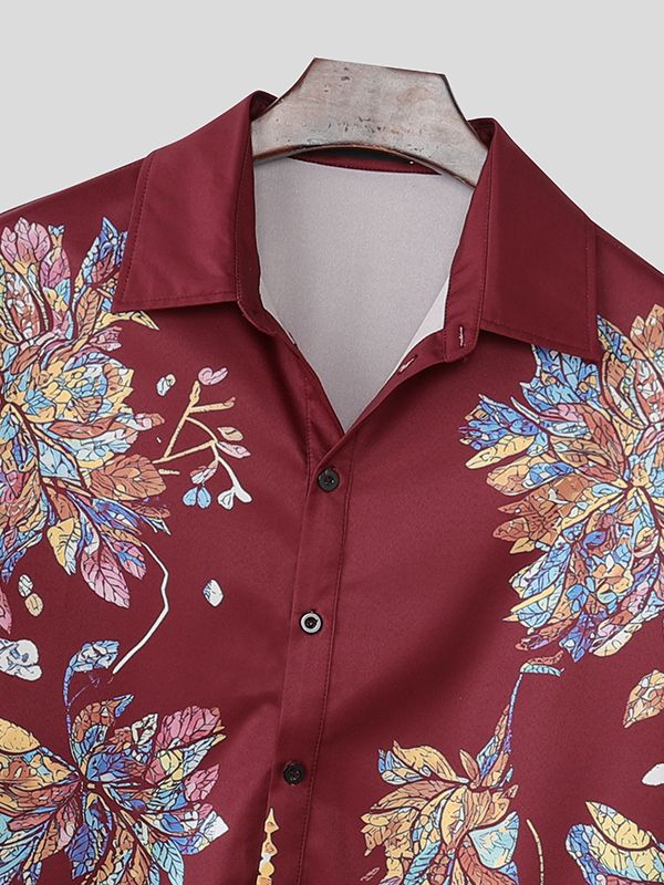 Men's Colorful Print 3/4 Length Sleeve Shirt SKUL49991