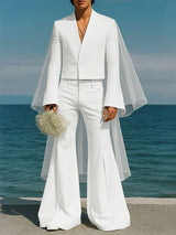 Men's Chiffon Flap Patchwork Cropped Two Pieces Outfit SKUL36612