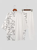 Mens Abstract Face Print Two Pieces Outfits SKUK05113