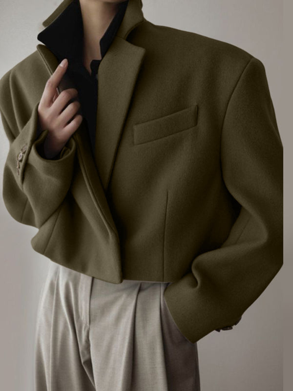 Men's Solid Color Cropped Long Sleeve Blazer SKUL30419