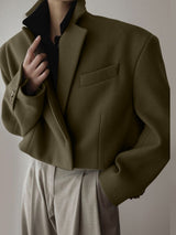 Men's Solid Color Cropped Long Sleeve Blazer SKUL30419