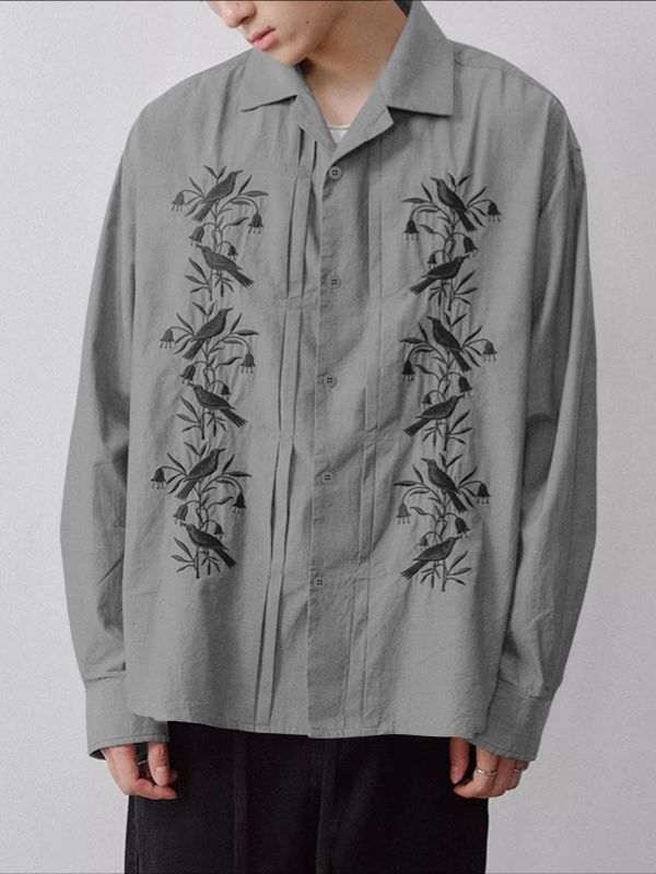 Men's Casual Embroidery Long Sleeve Shirt SKUL41023