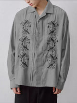 Men's Casual Embroidery Long Sleeve Shirt SKUL41023
