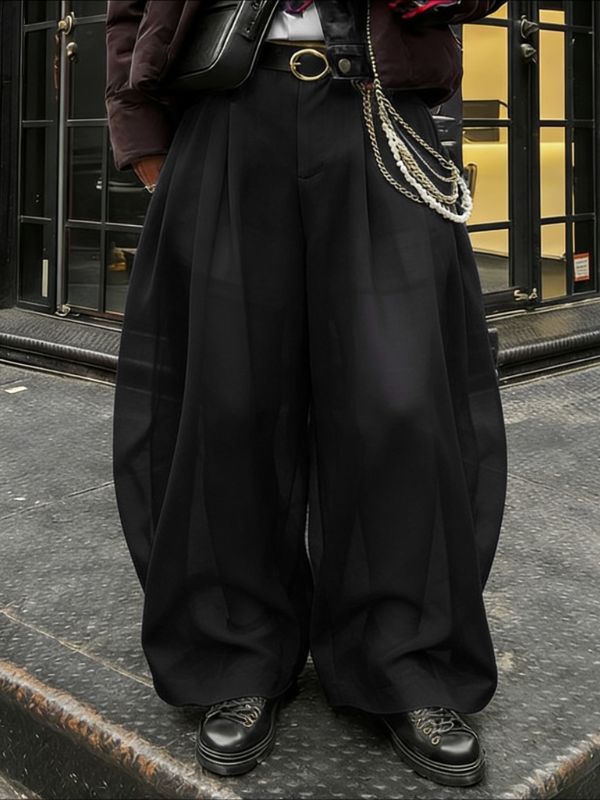 Men's Solid Color Semi Sheer Loose Pant SKUL53011