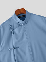 Men's New Chinese Style Asymmetric Placket Frog Button Tank SKUL54752