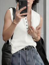 Men's Button Half Placket Knit Tank SKUL39022