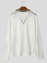 Men's Sexy Party See-Through Mesh Open Knit Long Sleeve Shirt SKUL79541