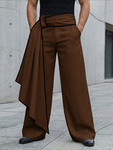 Men's Avant-Garde Asymmetric Draped Sash Tie Wide Leg Oversized Pant SKUL66939