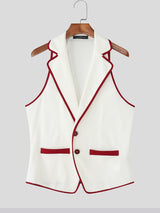 Men's Bold Stripe Piped Colorblock Casual Waistcoat SKUL21169