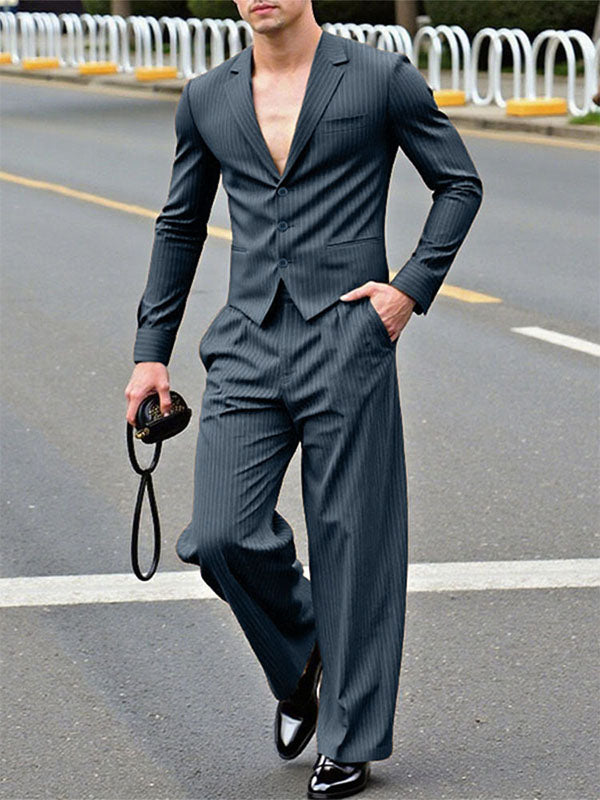 Men's Striped Casual Two Pieces Outfit SKUL25762