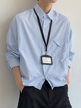 Men's Casual Stripe Loose Long Sleeve Shirt SKUL28513