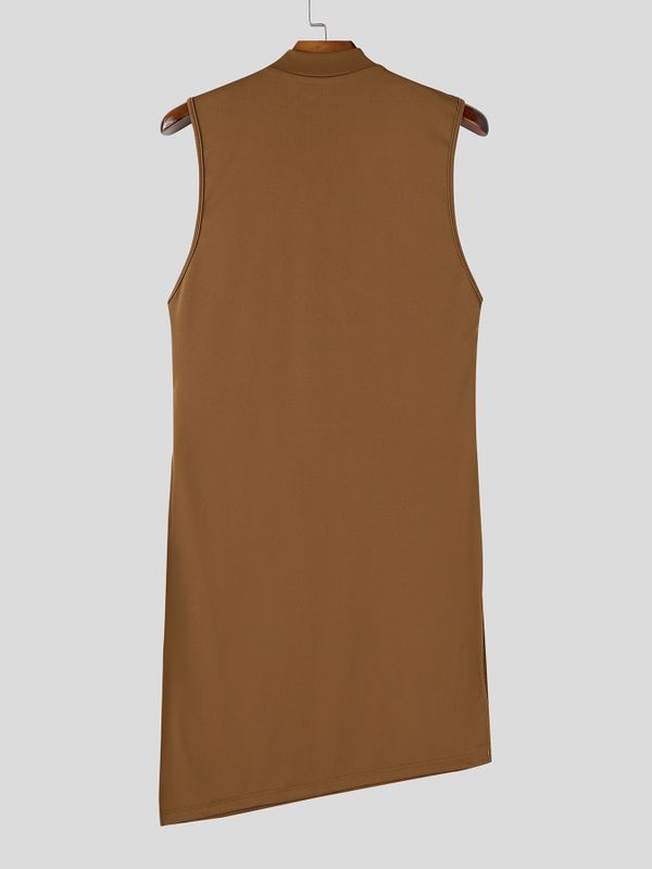 Men's Casual Long Hem Crew Neck Tank SKUL58887