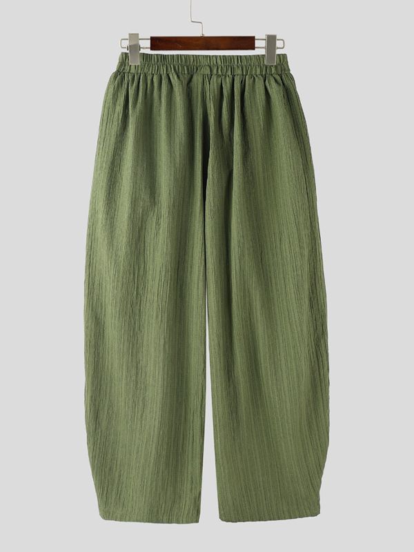 Men's Solid Color Textured Wide Leg Casual Pant SKUL56225