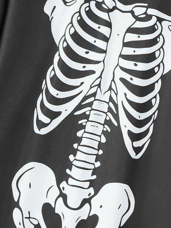 Men's Streetwear Oversized Vintage Wash Skeleton Print Streetwear T-shirt SKUL54753