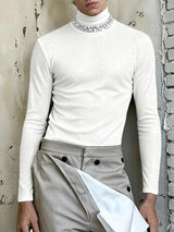 Men's Shiny Solid Color Long Sleeve T-Shirt SKUL37687