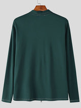 Men's Minimalist Contrast Line Long Sleeve Cardigan SKUL46578