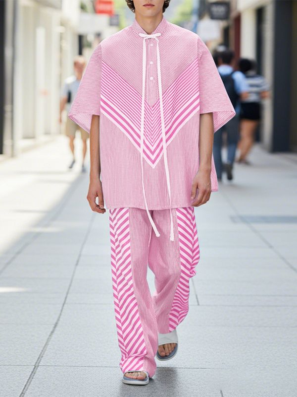 Men's Stripe Casual Two Pieces Outfit SKUL48710