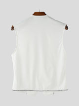 Men's Shiny Ribbon Double Breasted Casual Waistcoat SKUL23662