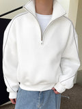 Mens Contrast Piped Half Zip Pullover Sweatshirt SKUK30191