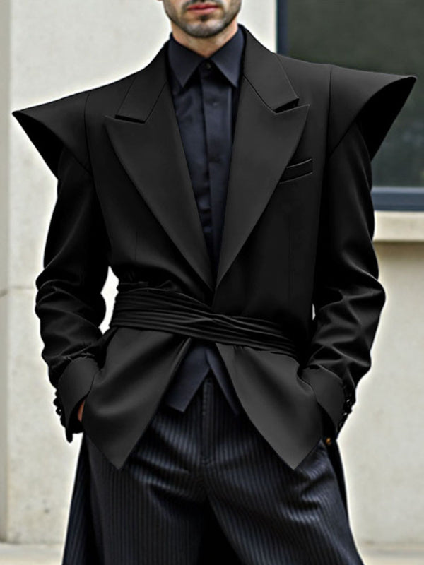 Men's Deconstructed Striped Waist Long Sleeve Blazer SKUL35111