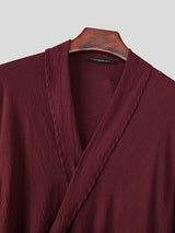 Men's Deconstructed Pleated Waist Drawstring Long Sleeve Shirt SKUL32840