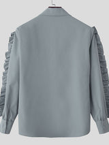 Men's Ruffle Patchwork Long Sleeve Shirt SKUL42560