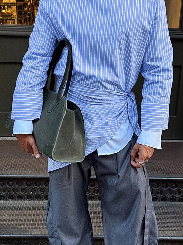 Men's Striped Tie Long Sleeve Shirt SKUL41321