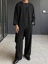Men's Avant-Garde Minimalist Asymmetrical Drapey Two Pieces Outfit SKUL79636
