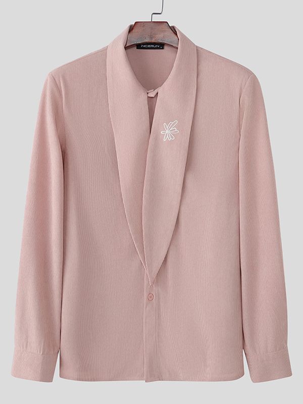 Men's Deconstructed Embroidered Tie Long Sleeve Shirt SKUL45405