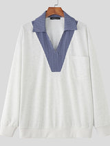 Men's Faux Two-Piece Plaid Long Sleeve Sweatshirt SKUL35129