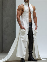 Mens Metal Buckle Long Hem Sleeveless Waistcoat SKUL23967