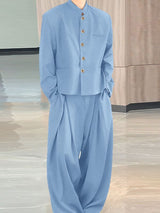 Men's Solid Button Two Pieces Outfit SKUL30566