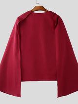 Men's Cape Patchwork Hollow Long Sleeve Shirt SKUL41719