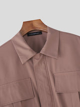 Men's Solid Color Cropped Zip Two Pieces Outfit SKUL41219