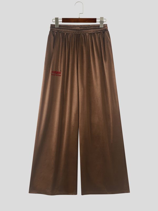 Men's Vintage High Street Metallic Gloss Ultra-Loose High-Drape Wide-Leg Pant SKUL66033