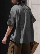 Mens Solid Color Striped Short Sleeve Shirt SKUL17881