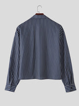 Men's Striped Colorblock Long Sleeve Shirt SKUL28331