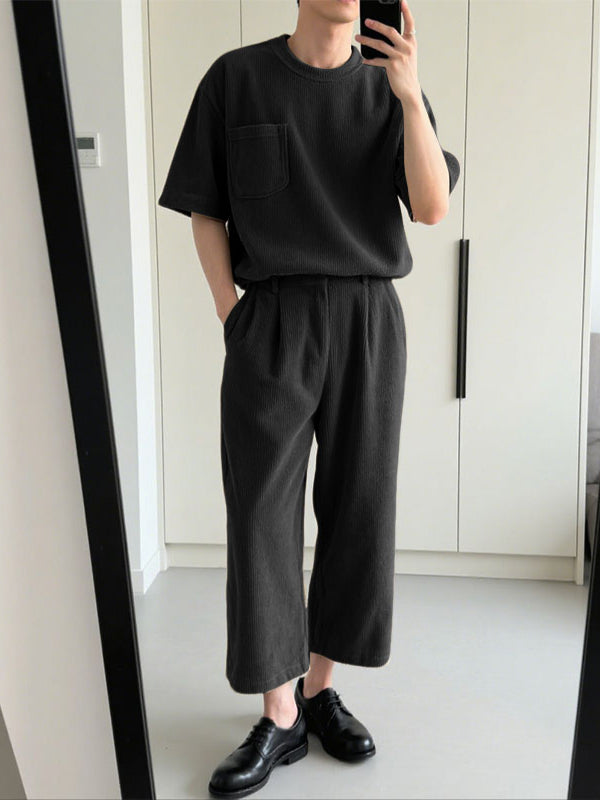 Men's Corduroy Casual Two Pieces Outfit SKUL23532