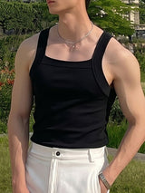 Men's Casual Summer Square Neck Wide Strap Tank SKUL71297