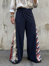 Men's Vintage Bohemian Asymmetrical Waist Side Patchwork Wide Leg Pant SKUL65081