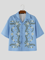 Men's Vintage Resort Floral Vine Print Camp Collar Short Sleeve Shirt SKUL55476