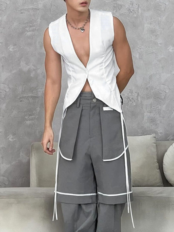 Men's Plain Tie Detail Casual Waistcoat SKUL21105