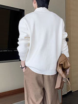 Men's Solid Color Knit Lapel Long Sleeve Cardigan SKUL32792