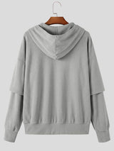 Men's Avant-Garde Casual Crossover Wrap Waist Tab Layered Sleeve Long Sleeve Sweatshirt SKUL83437