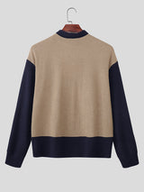 Men's Knit Colorblock Half-Zip Long Sleeve Sweater SKUL28248